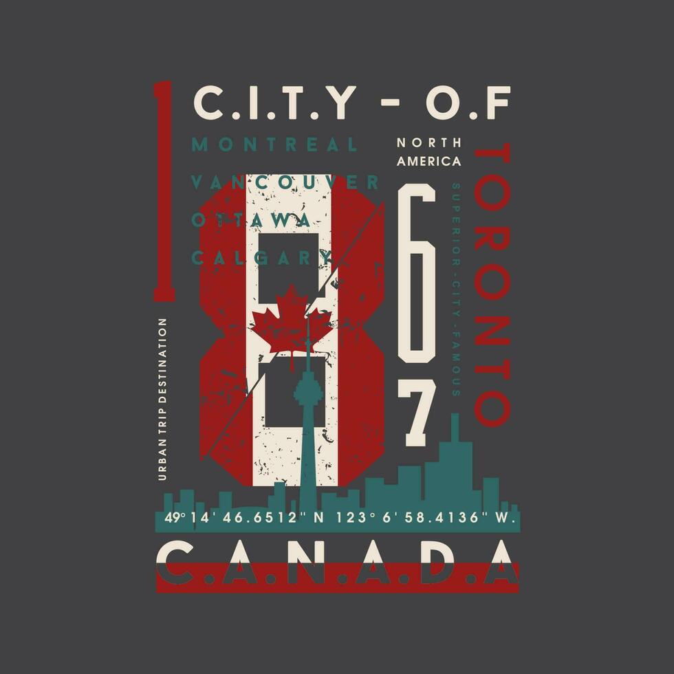 Toronto canadees grafisch, typografie vector, t overhemd ontwerp, illustratie, mooi zo voor gewoontjes stijl vector
