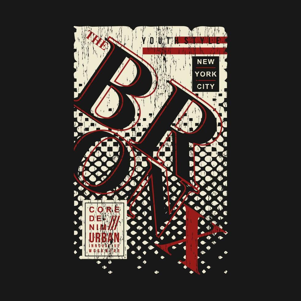 de bronx stedelijk straat, vlak abstract grafisch ontwerp, typografie vector illustratie, modern stijl, voor afdrukken t overhemd