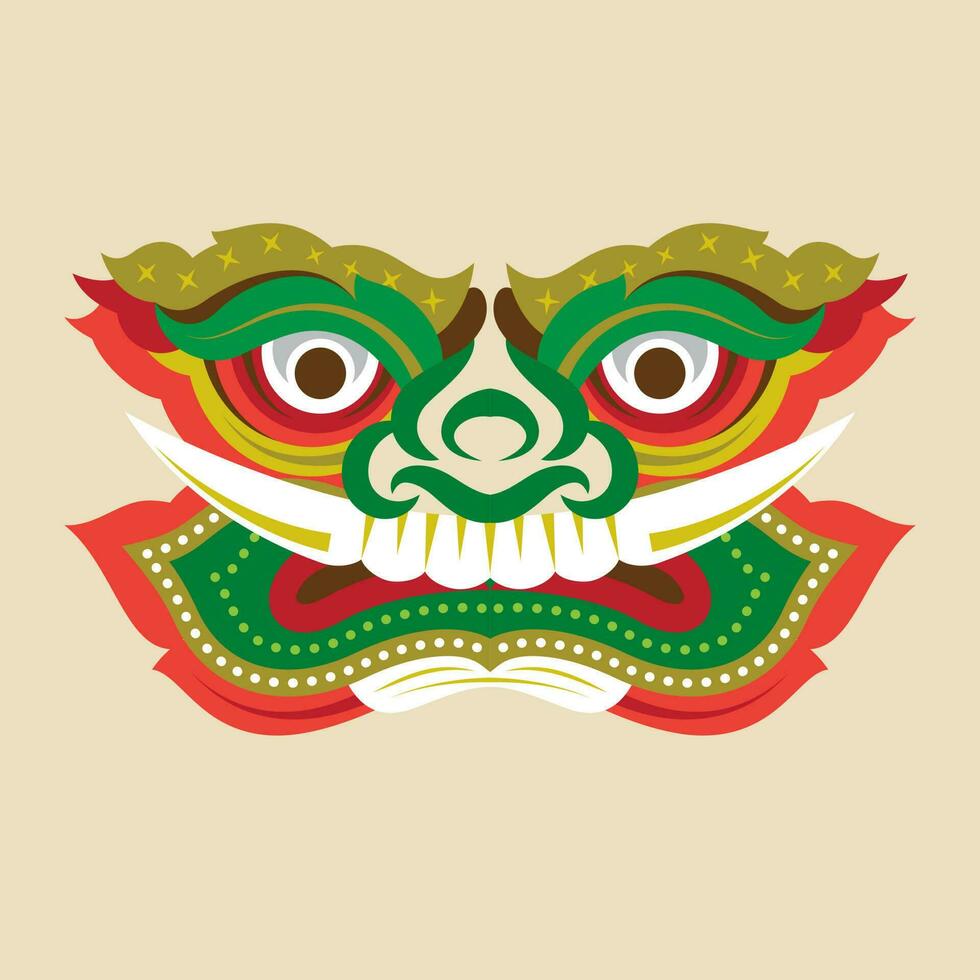 Thailand reusachtig jak gezicht grafisch patroon ontwerp element vector illustratie