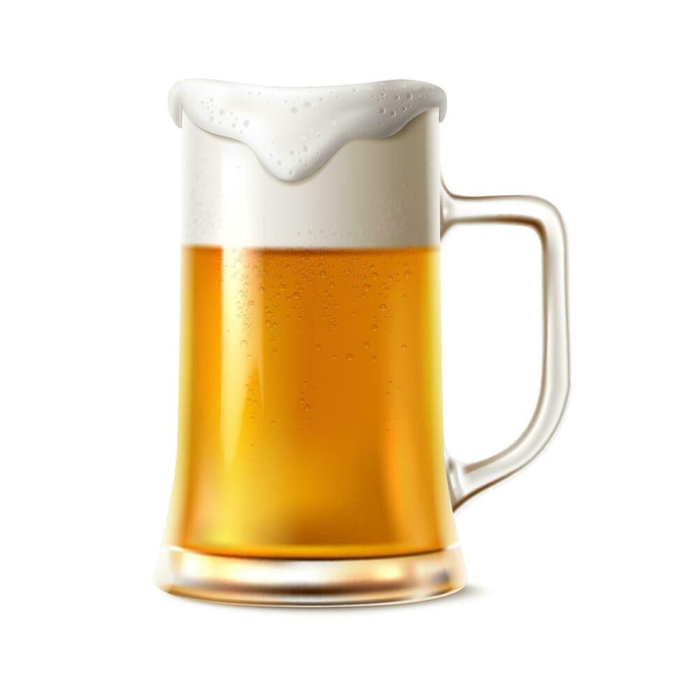 3d realistisch vector icoon illustratie. bier mok met schuim. geïsoleerd Aan wit achtergrond.