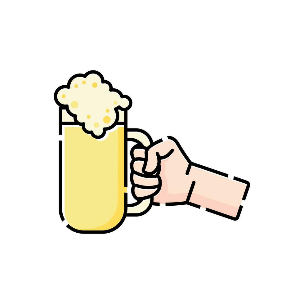 hand met een glas bier vector