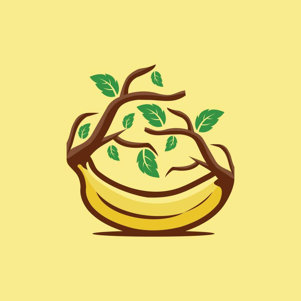 banaan illustratie, banaan logo ontwerp vector sjabloon, boom banaan logo ontwerp, vlak stijl logo