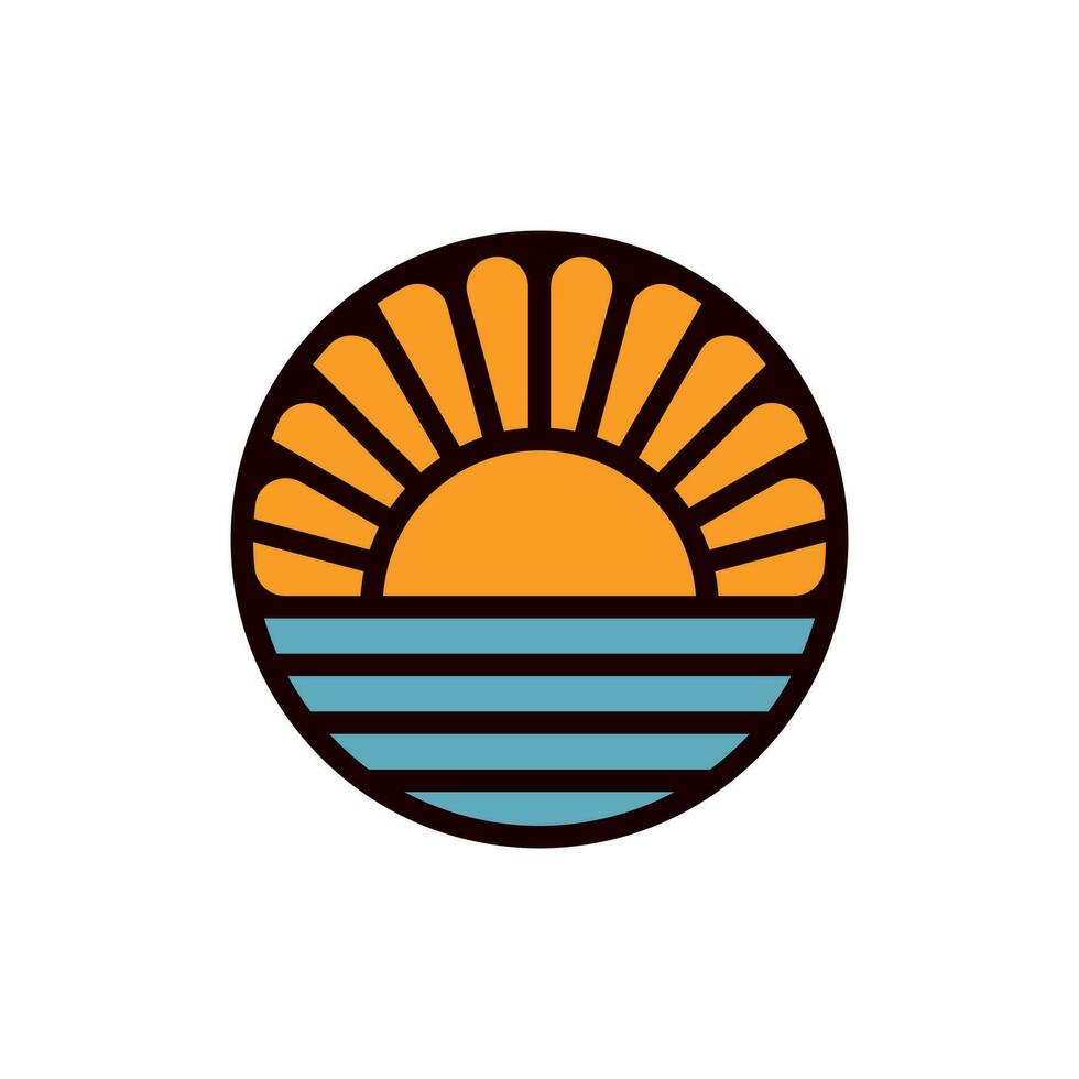 zonsopkomst cirkel meetkundig symbool gemakkelijk logo vector, zon wijnoogst grunge cirkel illustraties vector