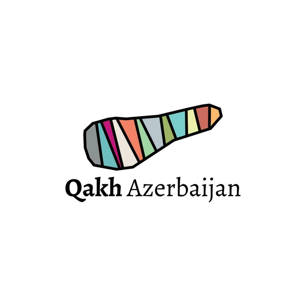 untitled-1azerbaijan stad qakh kleurrijk kaart vector illustratie, vector illustratie Azerbeidzjan kaart