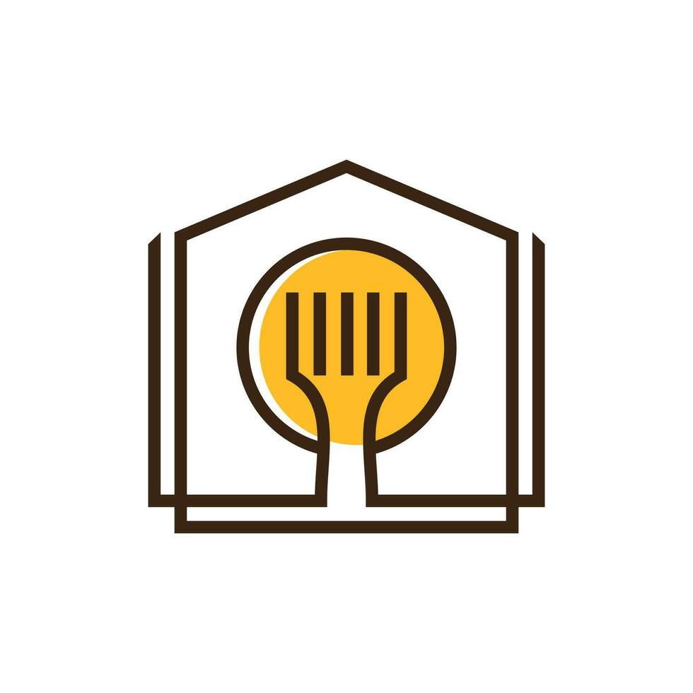 huis voedsel en vork logo ontwerp vork icoon, bar cafe restaurant keuken logo ontwerp vector