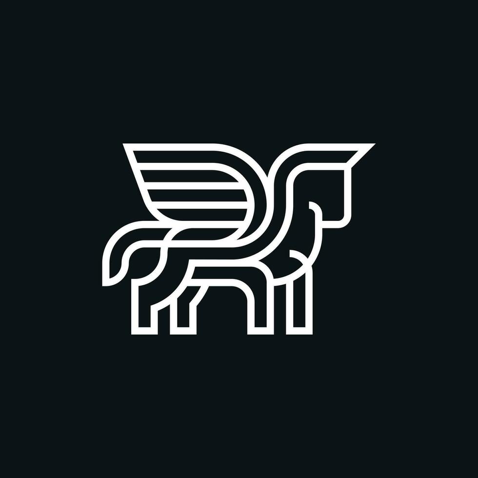 elegant Pegasus. minimalistische lijn modern, Pegasus lijn logo symbool ontwerp illustratie. vector
