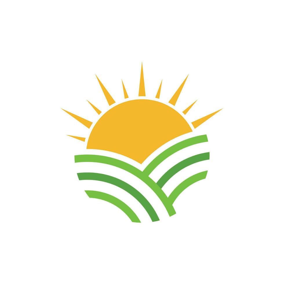 boerderij wijnoogst logo ontwerp sjabloon vector, met zon en cirkel logo vector. logo ontwerp sjabloon vector