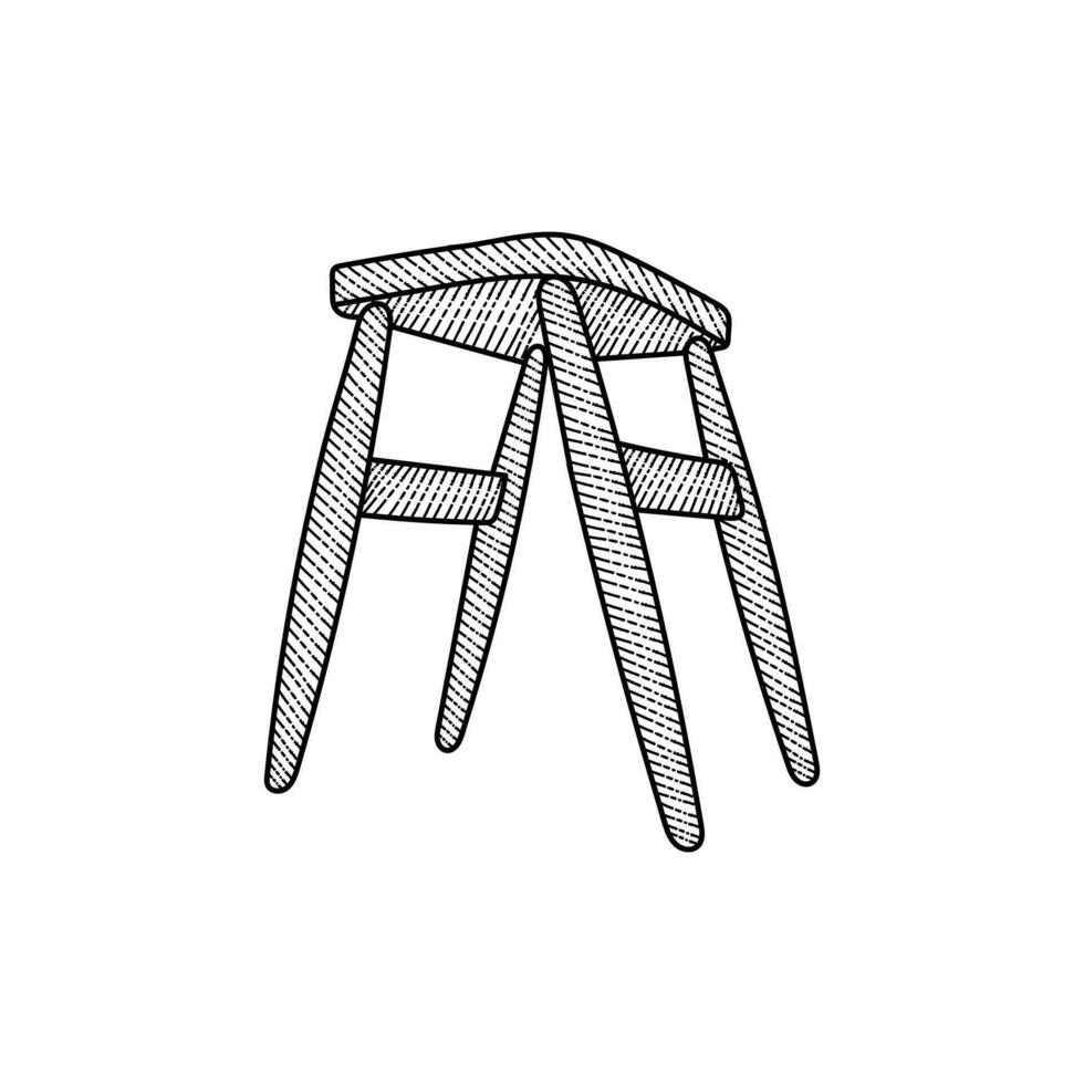 houten stoel zitten lijn kunst illustratie creatief ontwerp vector