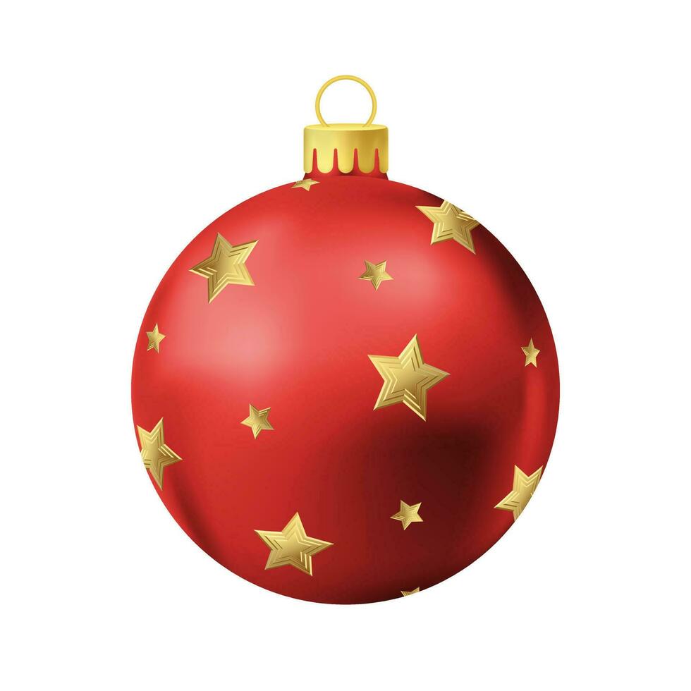 rood Kerstmis boom bal met goud ster vector