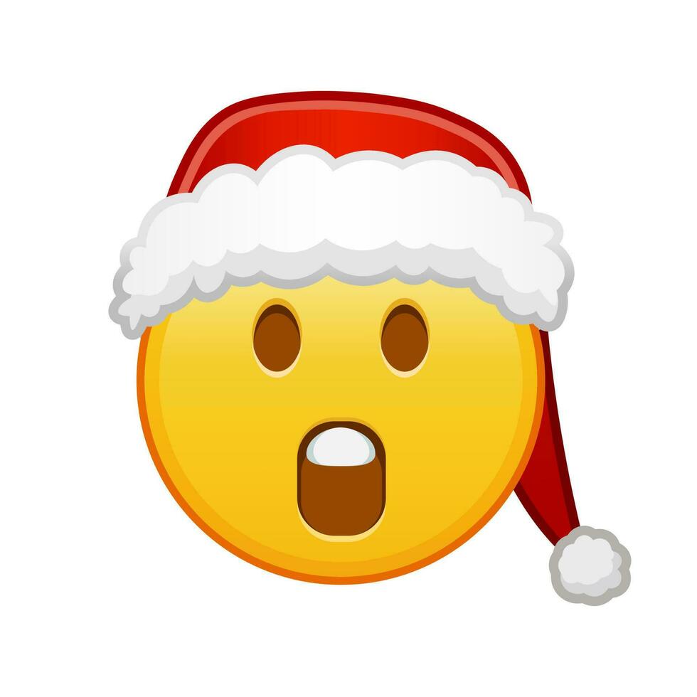 Kerstmis gezicht met Open mond groot grootte van geel emoji glimlach vector