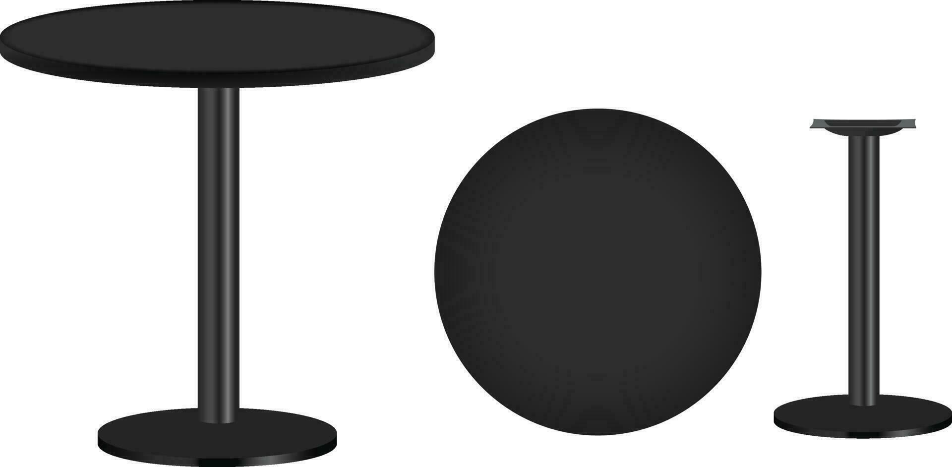 ronde zwart laminaat tafel top met ronde tafel hoogte baseren vector beeld