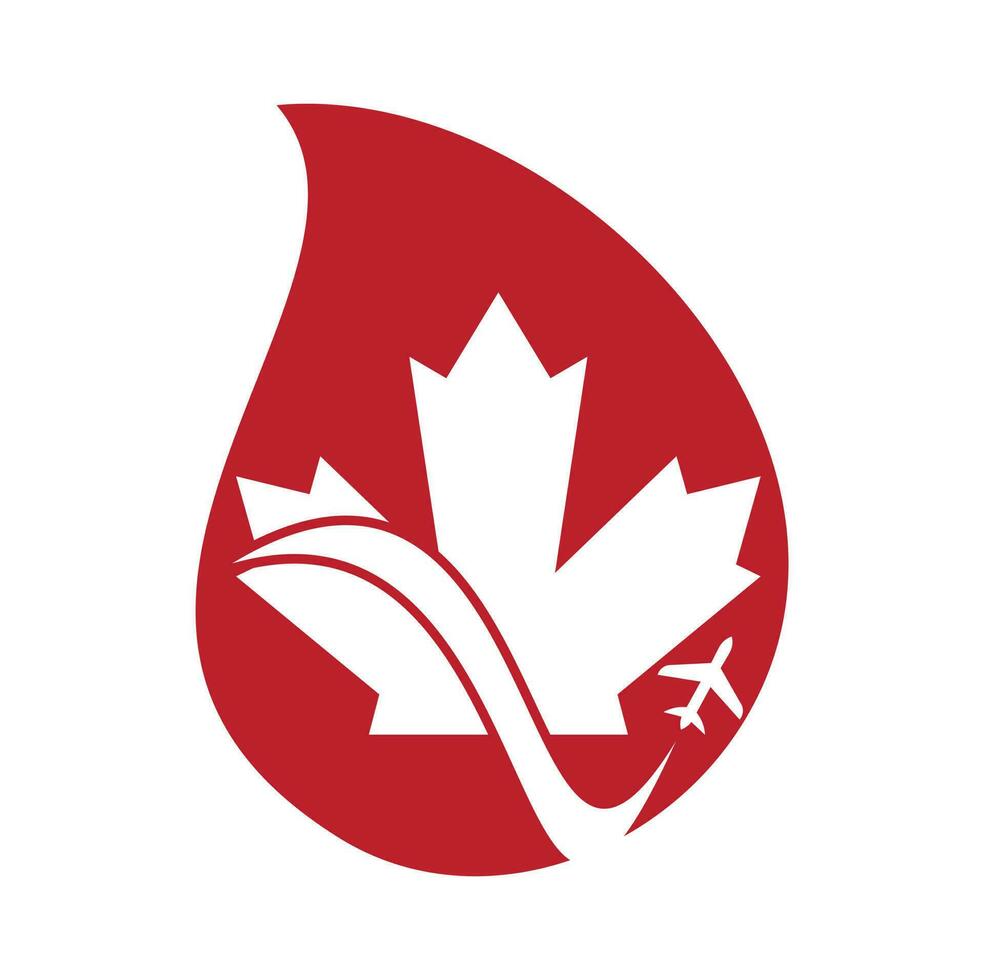 Canada reizen laten vallen vorm concept vector logo ontwerp. Canadees luchtvaart vector logo ontwerp concept.