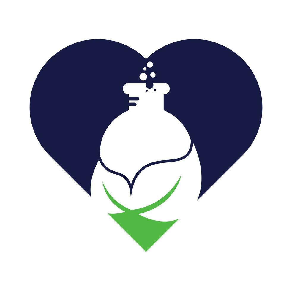 eco laboratorium hart vorm concept logo sjabloon ontwerp vector. natuurlijk laboratorium logo ontwerpen concept. vector