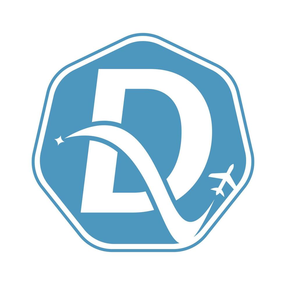 brief d lucht reizen logo ontwerp sjabloon. d brief en vlak logo ontwerp icoon vector. vector