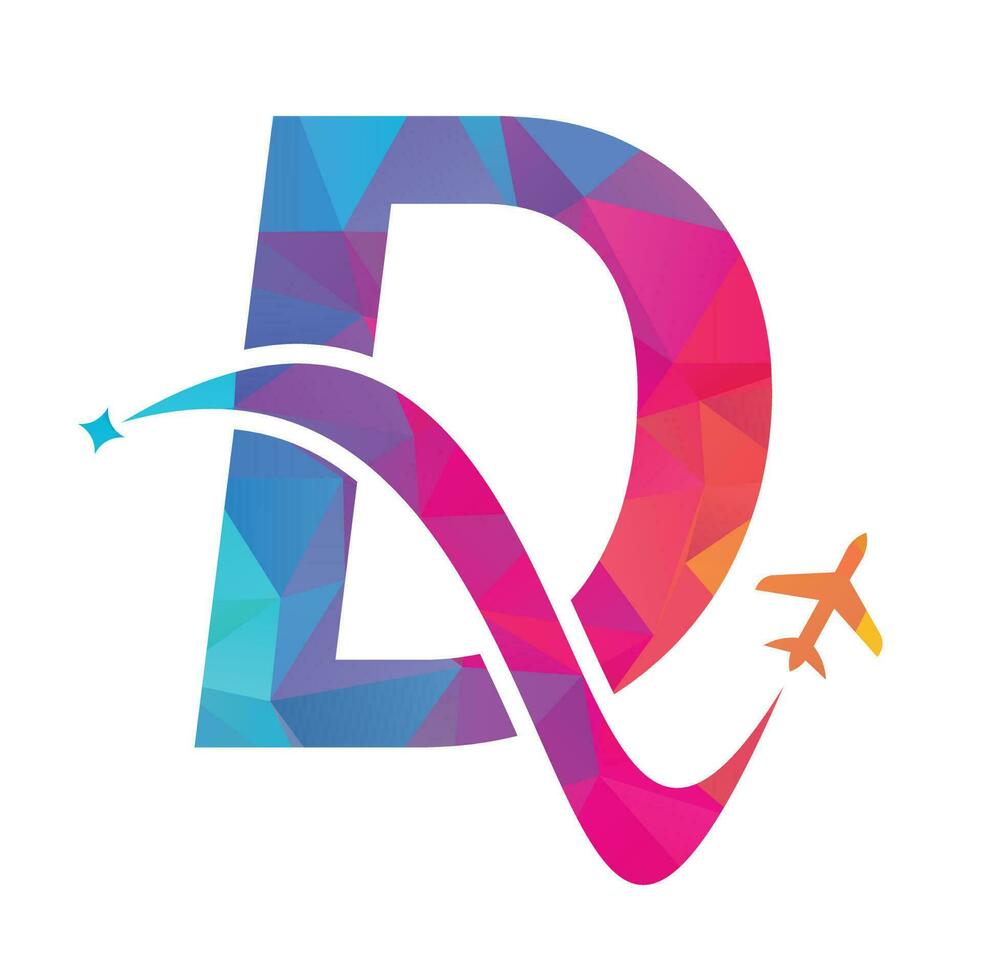 brief d lucht reizen logo ontwerp sjabloon. d brief en vlak logo ontwerp icoon vector. vector