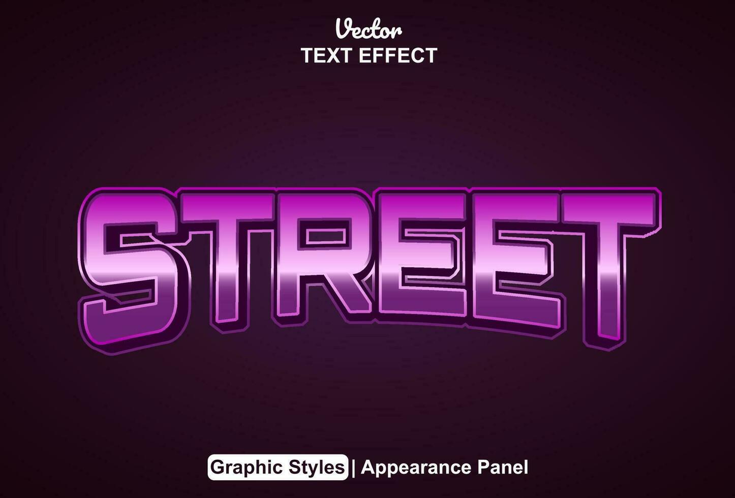 straat tekst effect met Purper kleur grafisch stijl en bewerkbaar. vector