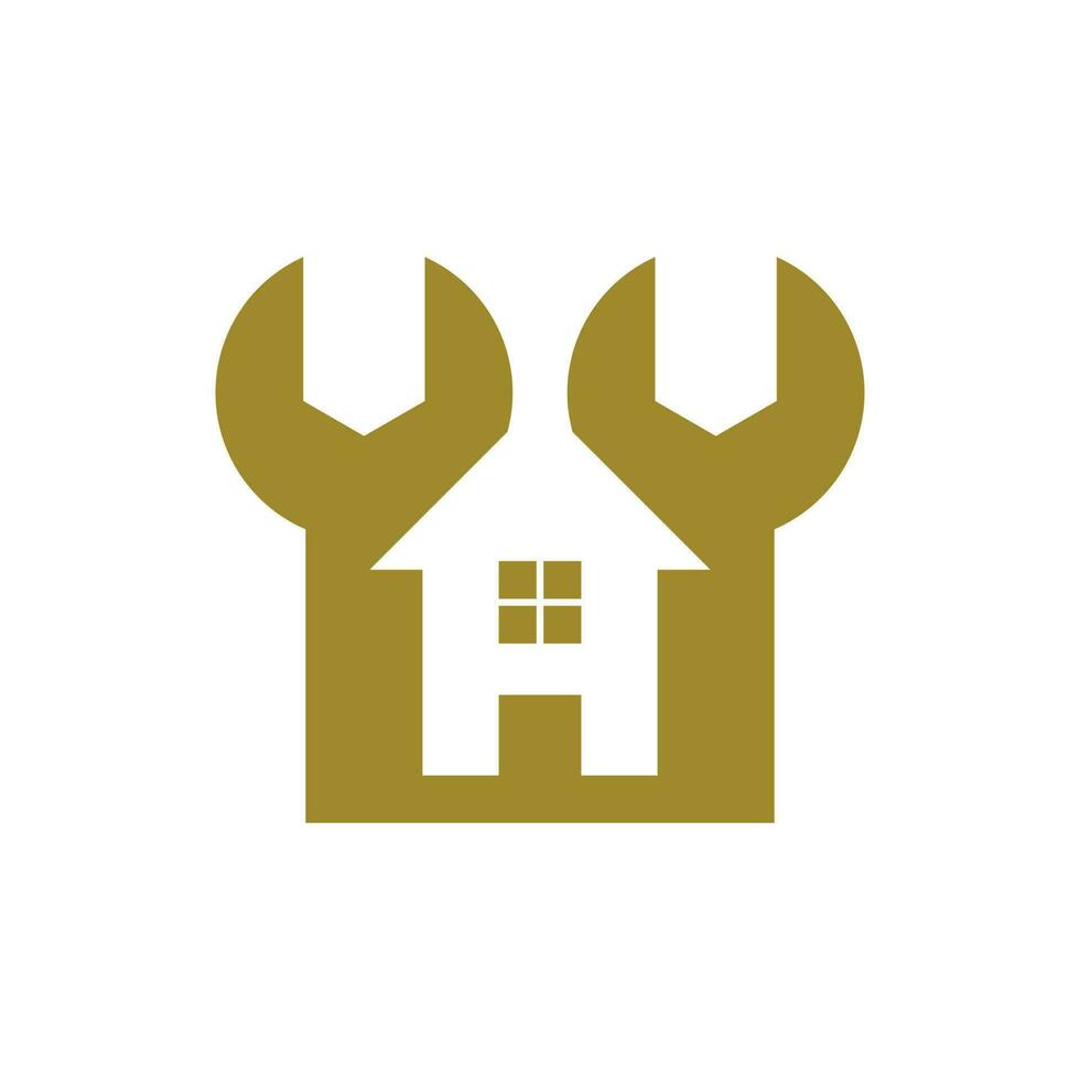 illustratie van een huis en moersleutel. huis moersleutel logo voor huis onderhoud bedrijf. vector