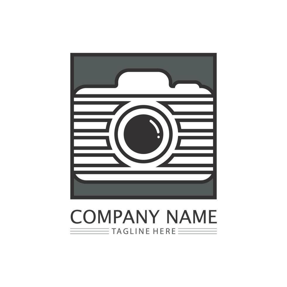 fotografie camera logo pictogram vector ontwerpsjabloon geïsoleerd op zwarte achtergrond