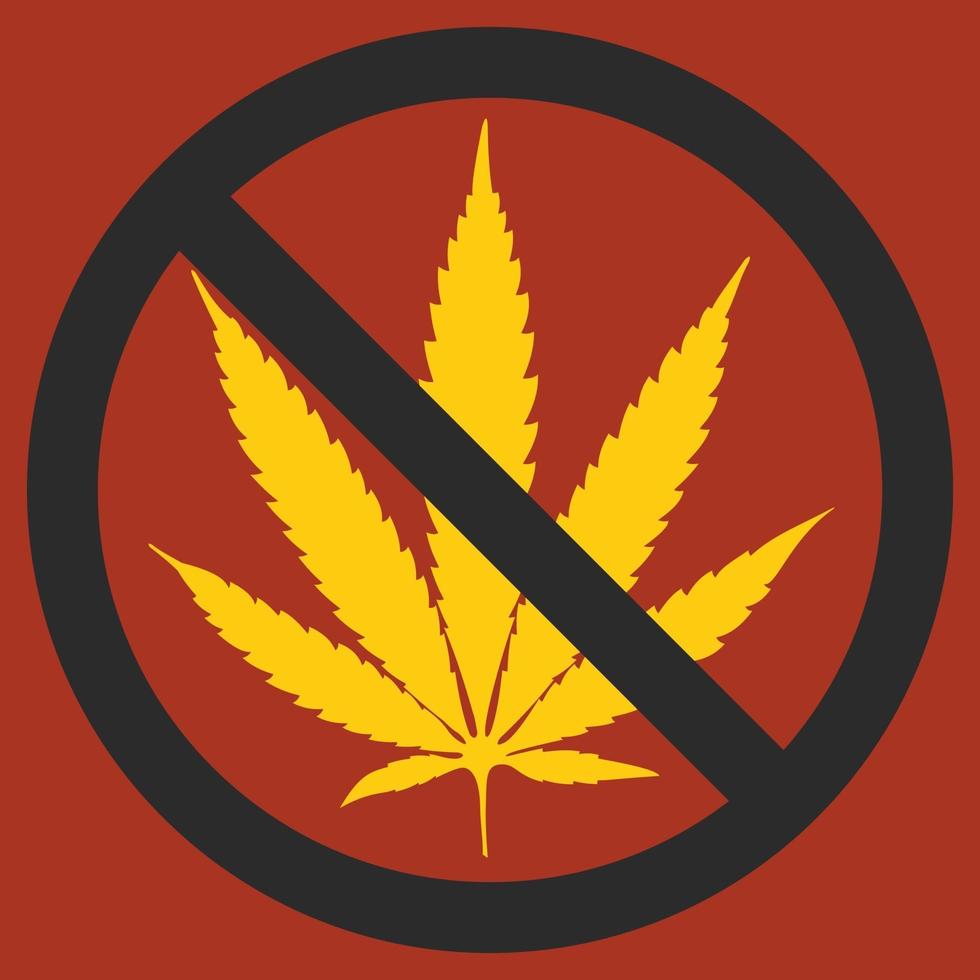 geen marihuana symbolisch teken rode cirkel groen blad witte achtergrond vectorillustratie vector