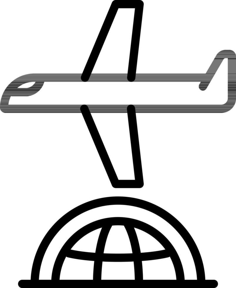 Internationale vlucht icoon in zwart lijn kunst. vector