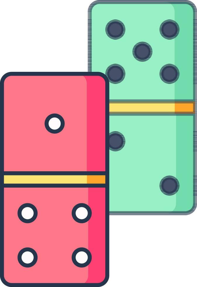domino icoon in roze en groen kleur. vector