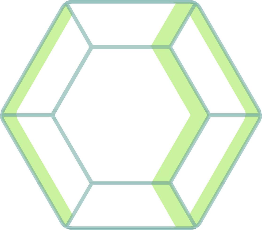 zeshoek diamant icoon in groen en wit kleur. vector
