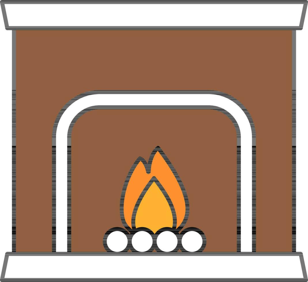 schoorsteen of haard icoon in bruin en wit kleur. vector