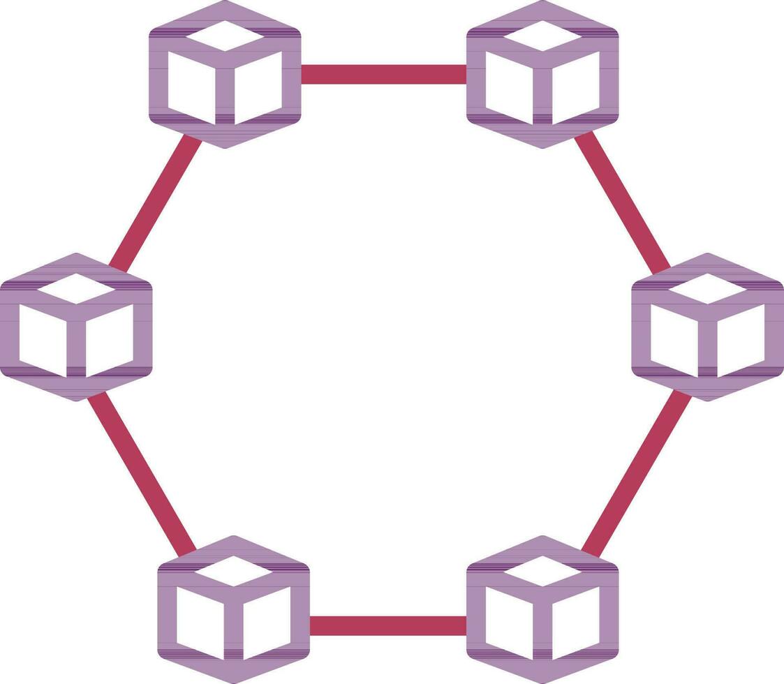 blockchain icoon in roze en Purper kleur. vector