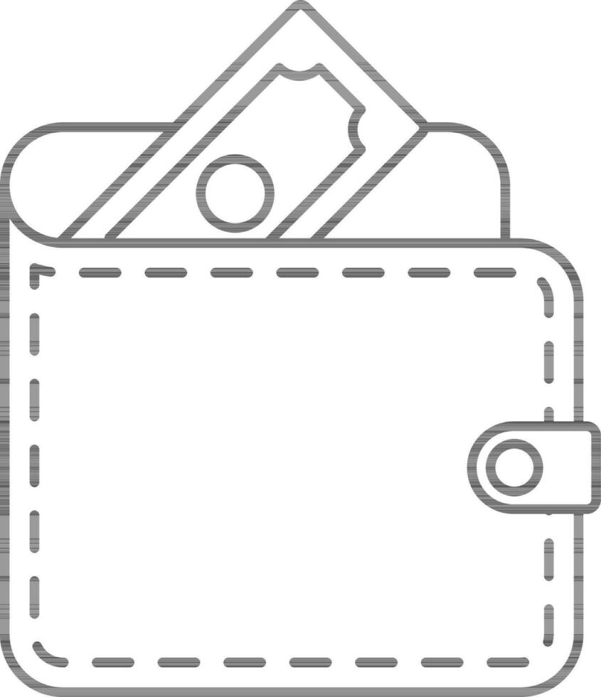 illustratie van portemonnee icoon in schets stijl. vector