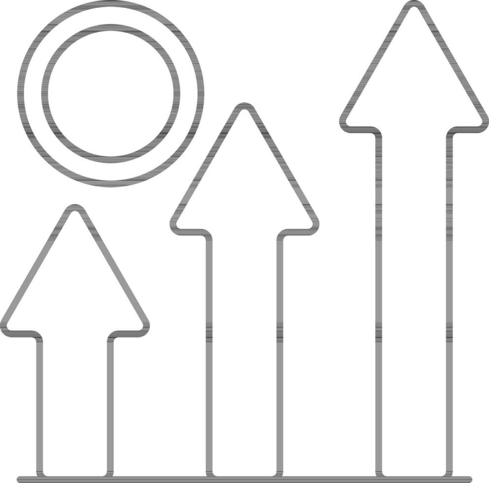 stoken stijl financieel groeit diagram icoon met munt. vector