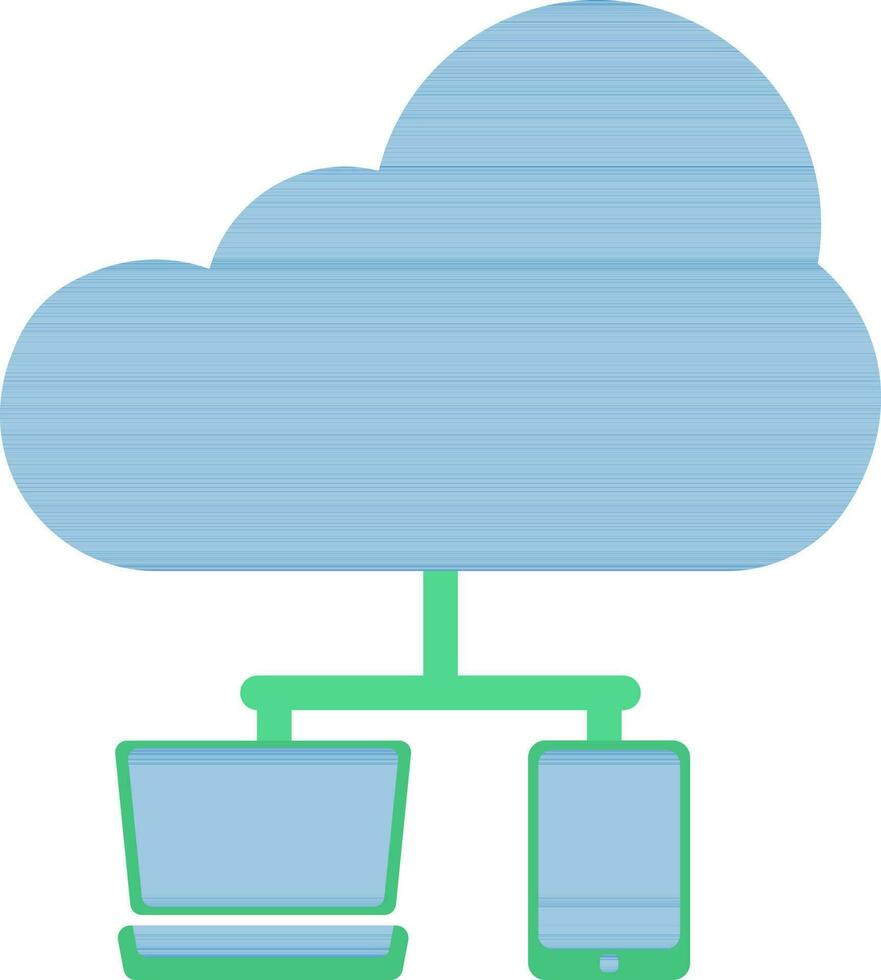 wolk verbonden slim apparaat icoon in blauw en groen kleur. vector