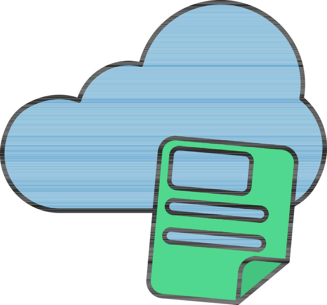 wolk met papier icoon in blauw en groen kleur. vector