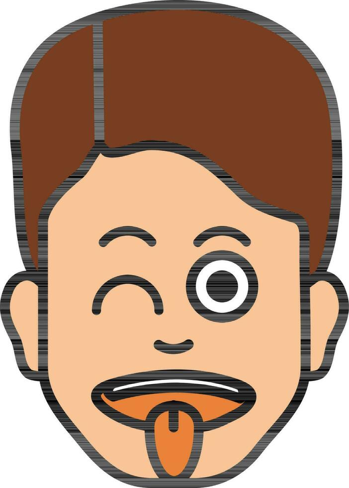tekenfilm Mens knipogen een oog met tong uit Aan wit achtergrond. vector