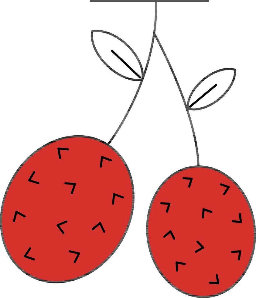 lychee icoon of symbool in rood kleur. vector