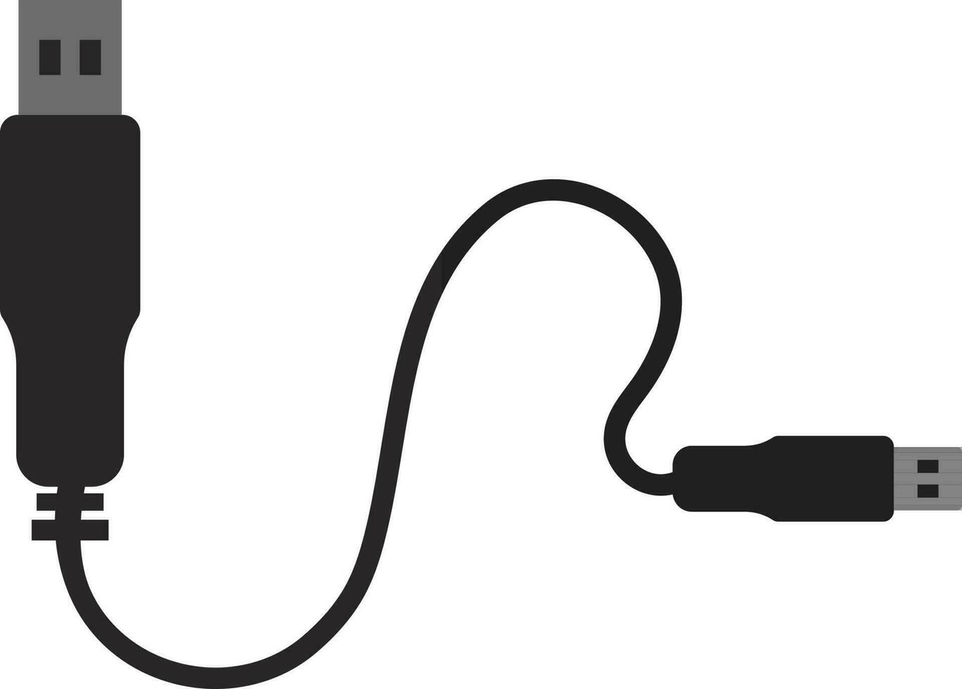 USB kabel in grijs kleur. vector