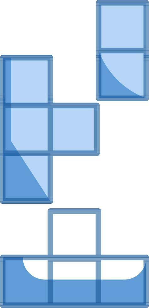 Tetris icoon in blauw en wit kleur. vector