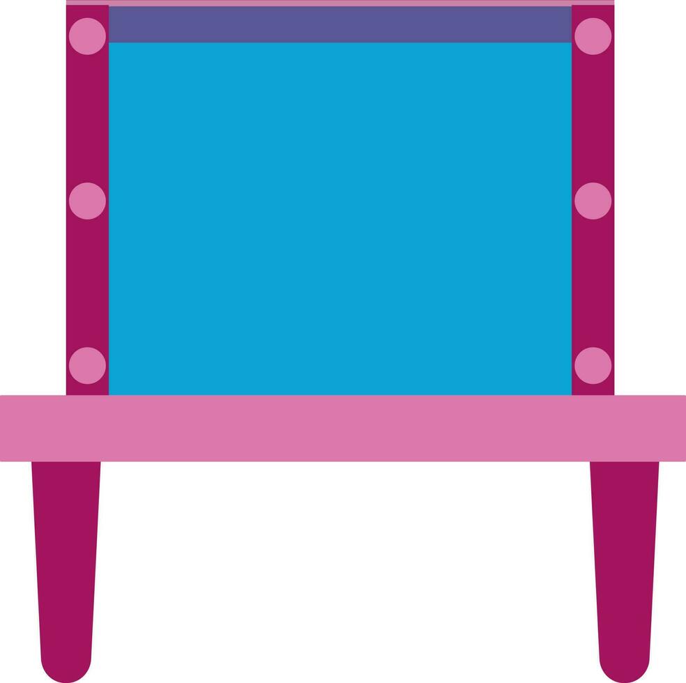 blauw versierd spiegel Aan roze tafel. vector