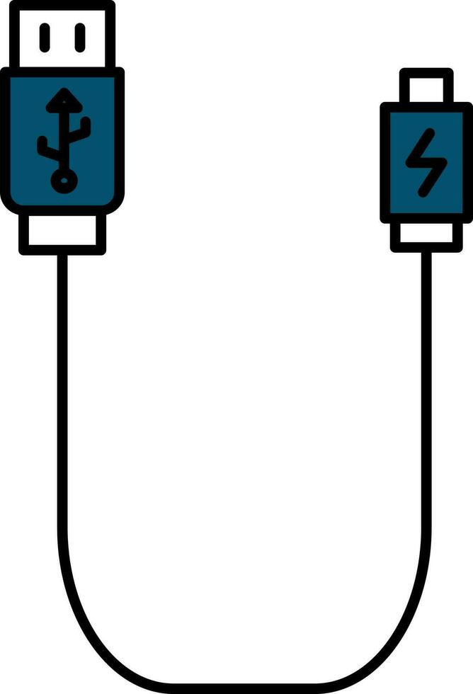 USB kabel icoon in blauw kleur. vector