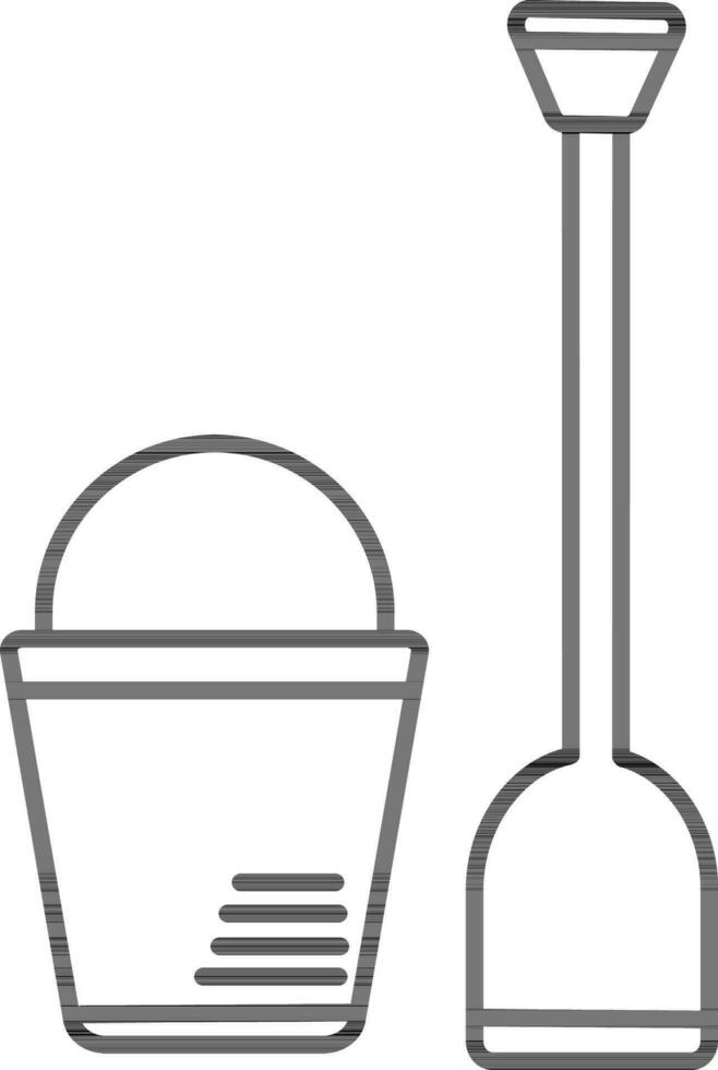 vlak illustratie van emmer en spade. vector