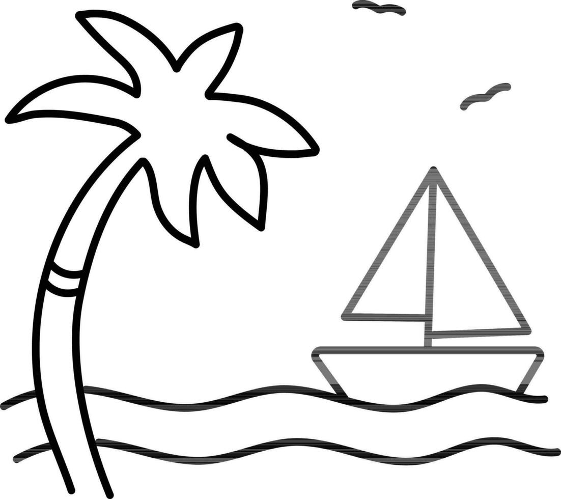 zomer vakantie concept met zeilboot in de zee. vector
