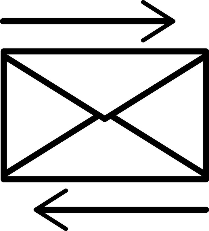 e-mail uitwisseling of overdracht icoon in zwart lijn kunst. vector