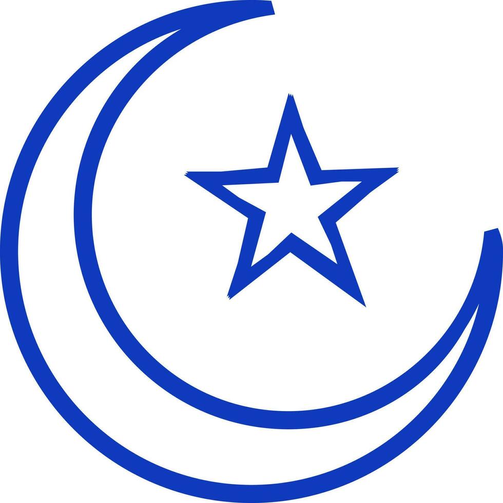 blauw halve maan maan en ster, symbool van Islam. vector