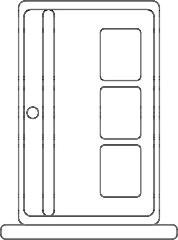 deur icoon gemaakt met hout in beroerte stijl. vector