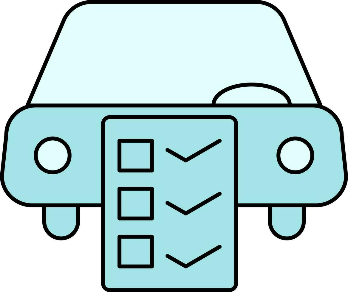 turkoois checklist met auto of auto icoon. vector