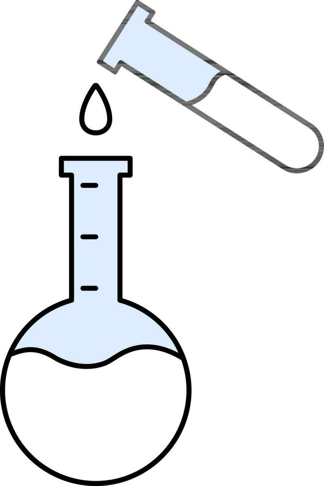 ronde bodem fles met test buis icoon in vlak stijl. vector