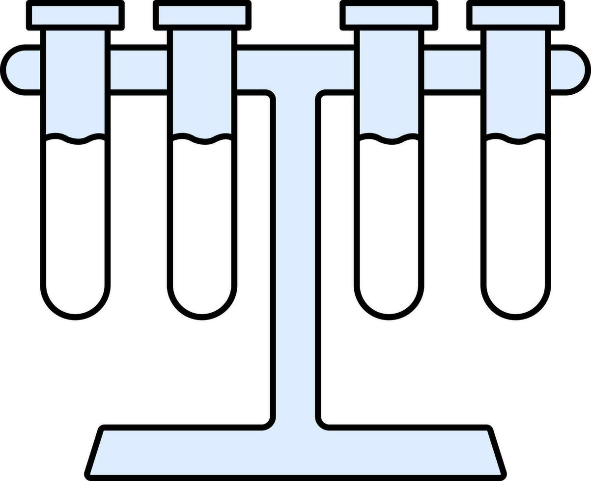 vlak stijl test buis rek icoon in blauw en wit kleur. vector