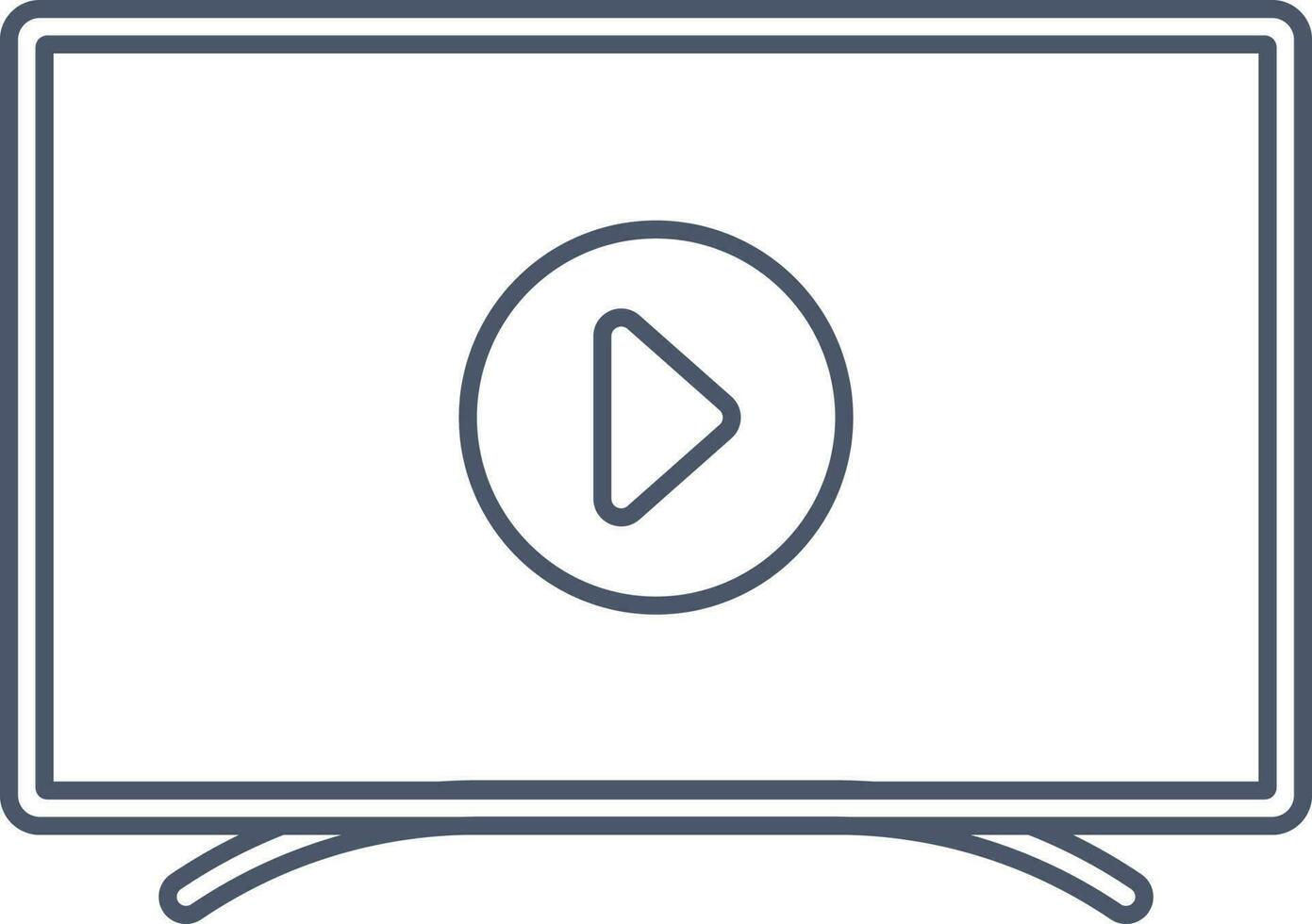 blauw lineair stijl video speler in toezicht houden op icoon of symbool. vector