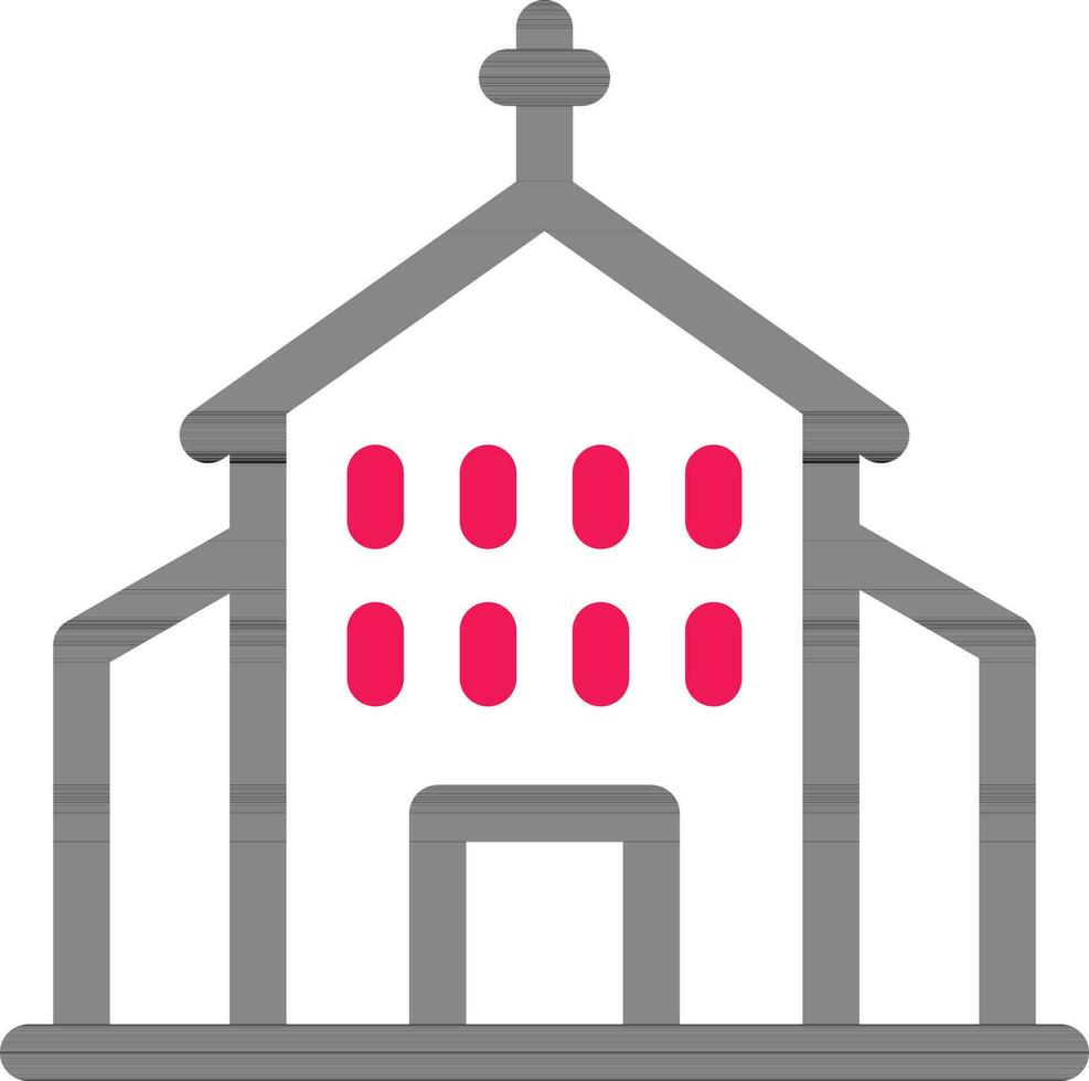dun lijn kunst kerk icoon in zwart en roze kleur. vector