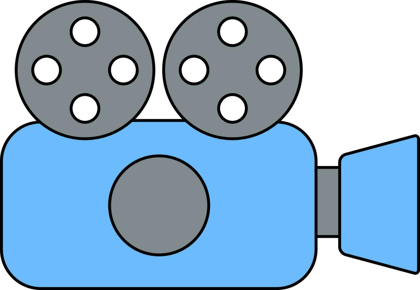 vlak stijl video camera icoon in blauw en grijs kleur. vector