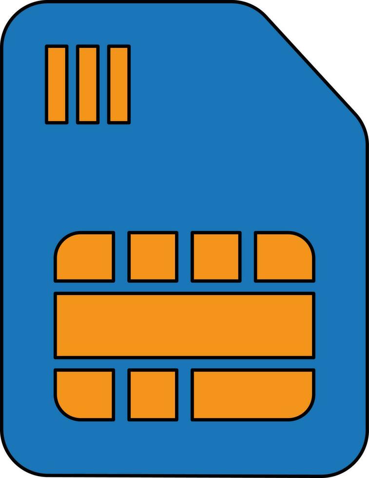 sim kaart icoon in blauw kleur met beroerte voor multimedia concept. vector